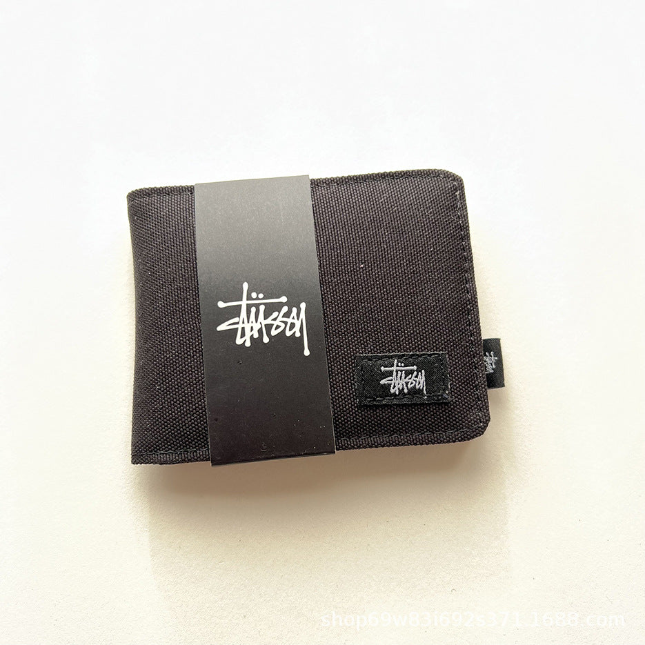Stussy Canvas Bifold Wallet Multi Pattern Card Holder Coin Purse