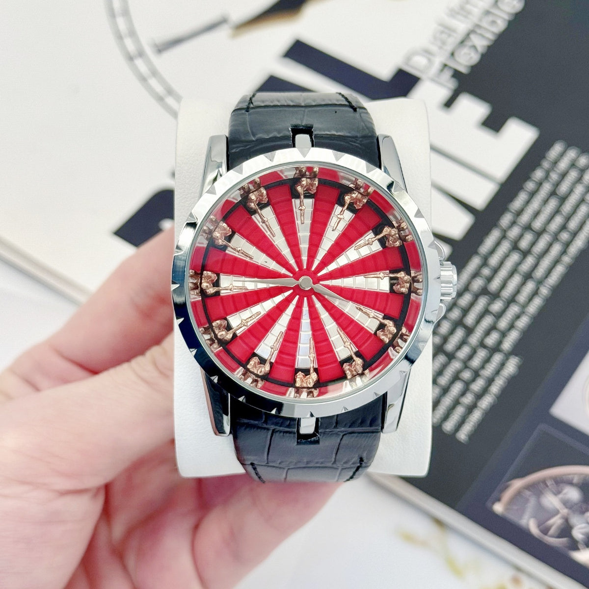 12 Round Table Knights Men Watch 3D Skeleton Dial Quartz Wrist Watch