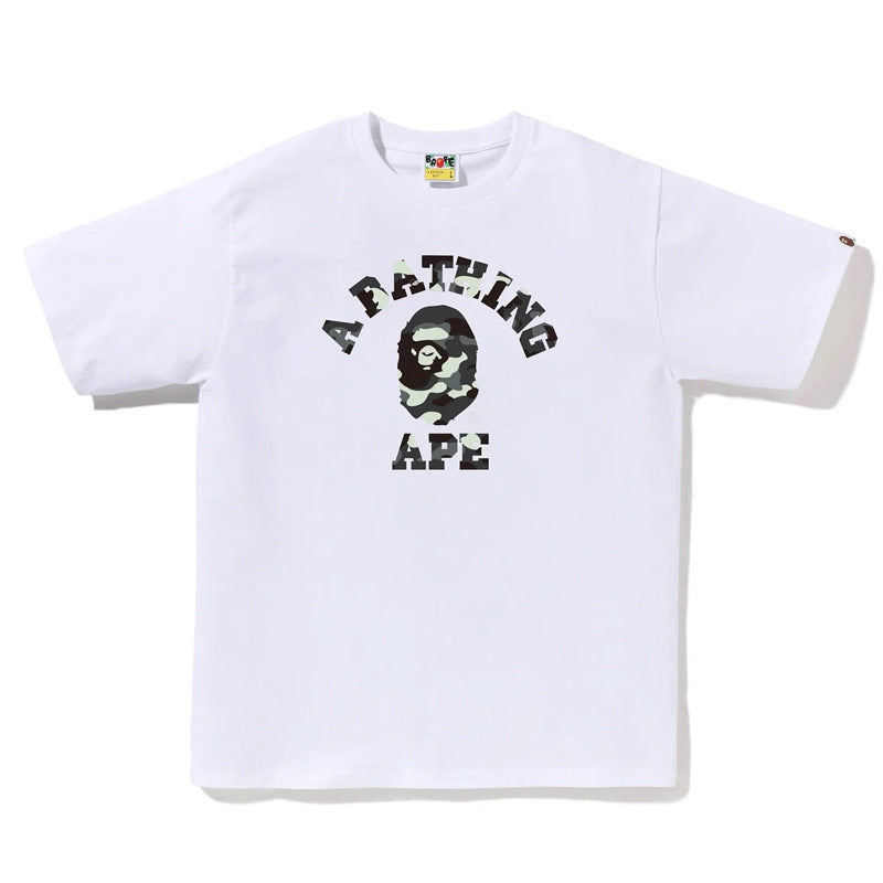 BAPE Ape Head Cartoon Print Loose Unisex Short Sleeve T-Shirt
