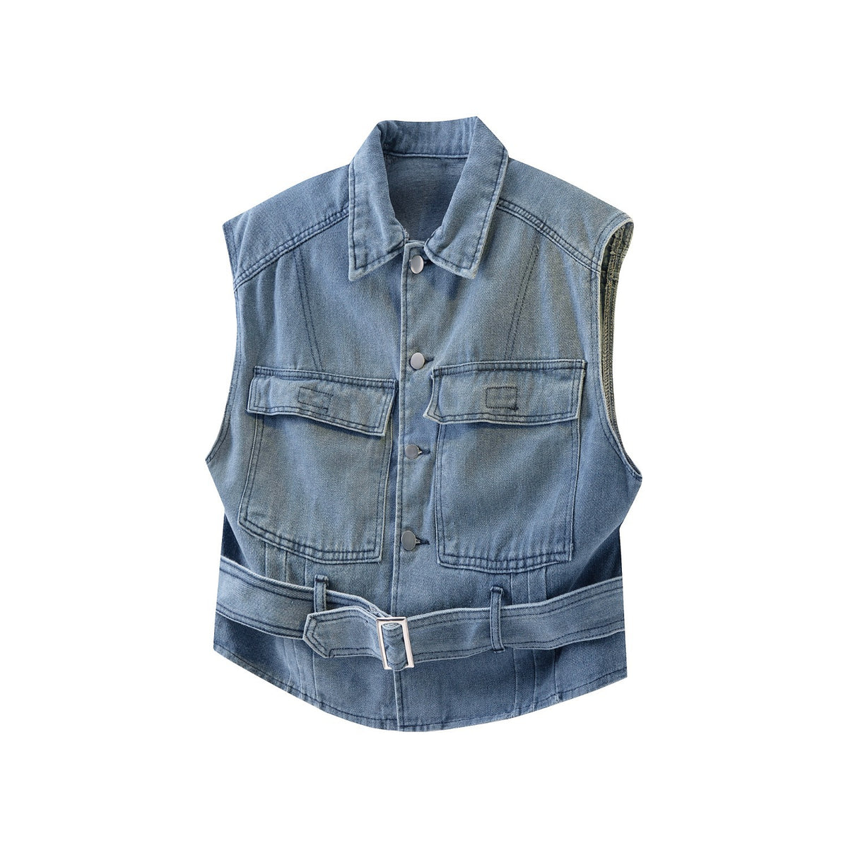 Y2K Vintage Washed Spliced Denim Zip‑Up Jacket Streetwear Unisex