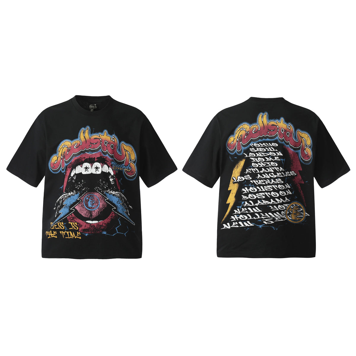 Hellstar Multi‑Graphic Vintage Washed Oversized Tee Streetwear