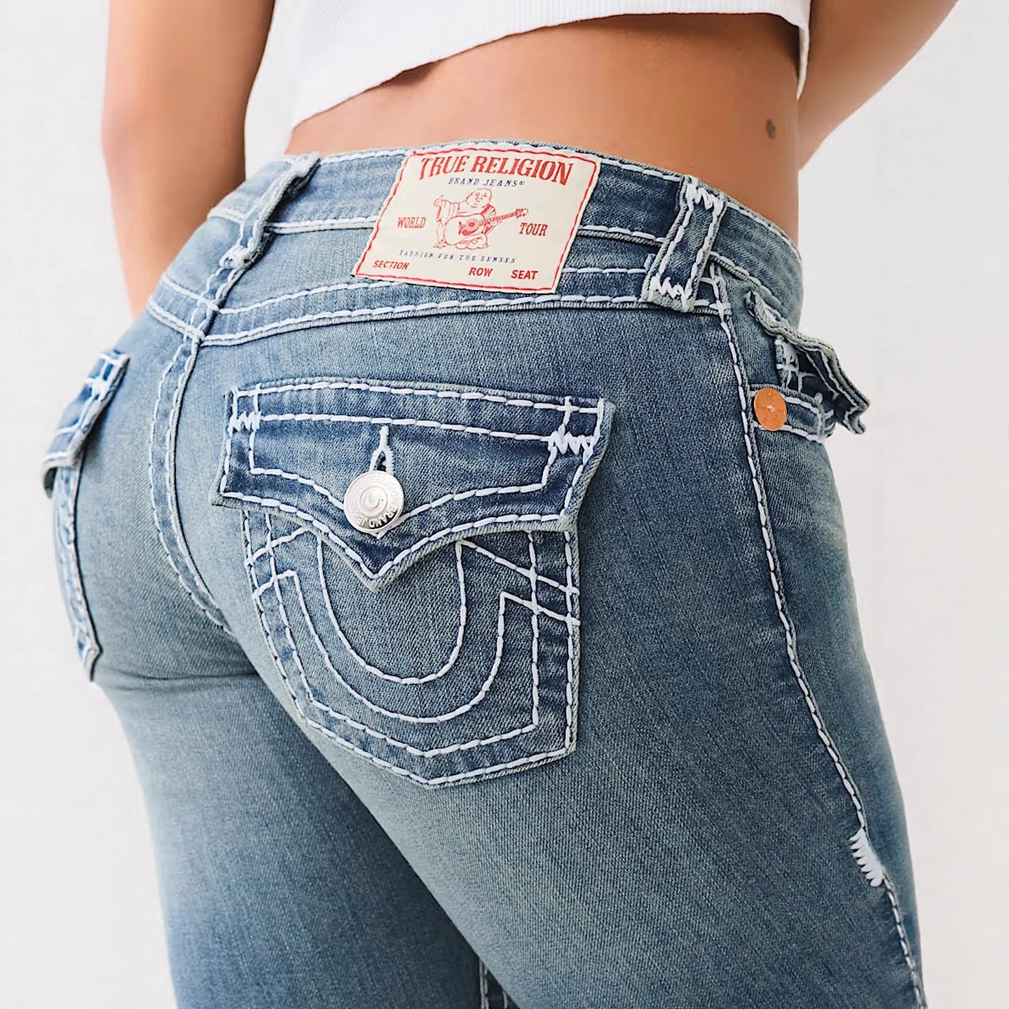True Religion Horseshoe Embroidery High Waist Skinny Jeans Women Y2K