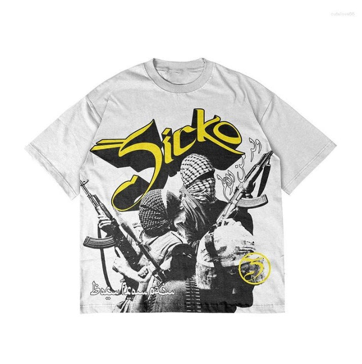 Y2K Punk Vintage NBA & Skimaske Streetwear Unisex Baumwoll-T-Shirt