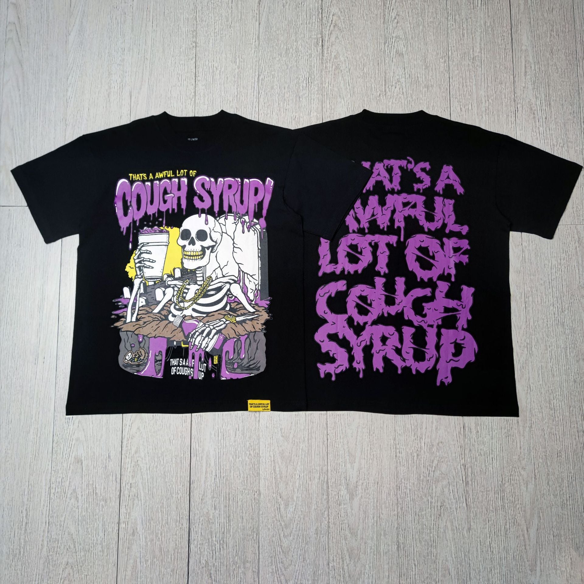 ALOCS Cough Syrup Letter Graphic Short Sleeve Tee Streetwear Unisex