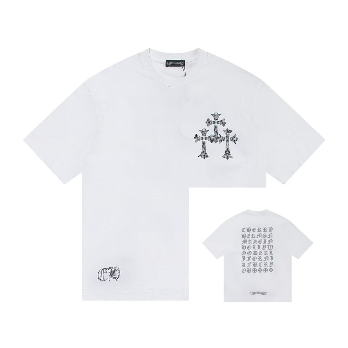Chrome Hearts Color Sanskrit Cross Horseshoe Print Short Tee Unisex