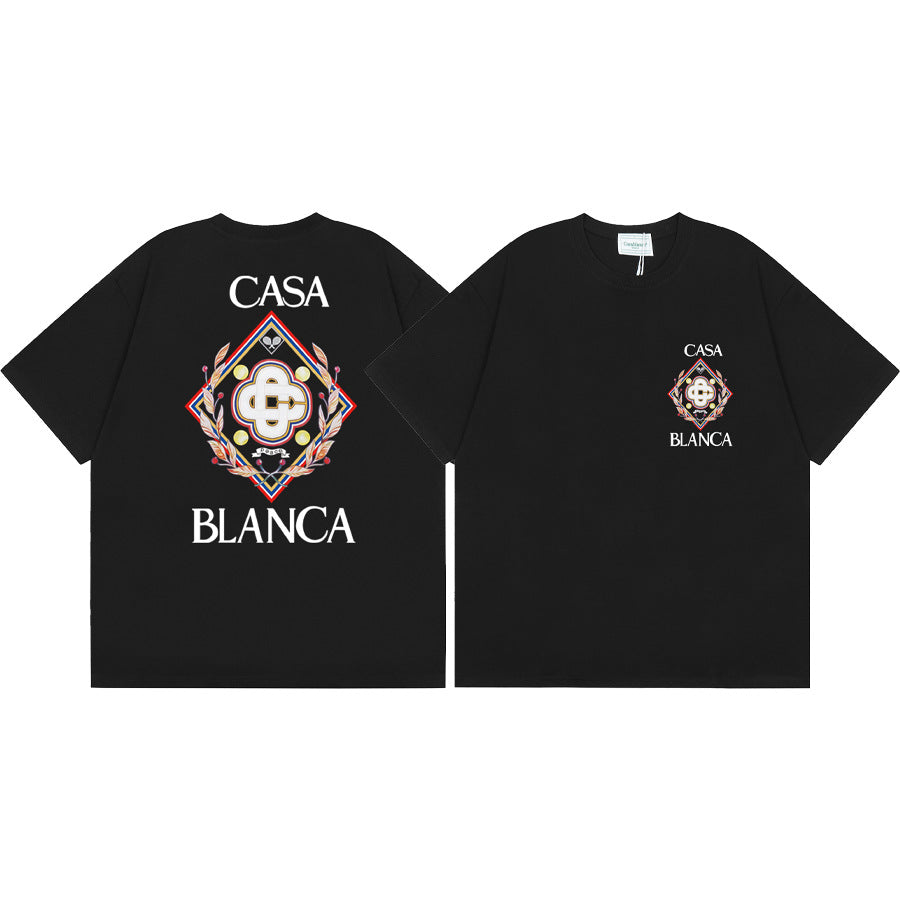 2026 New Casablanca Logo Print Loose Fit Unisex Short Sleeve T-Shirt