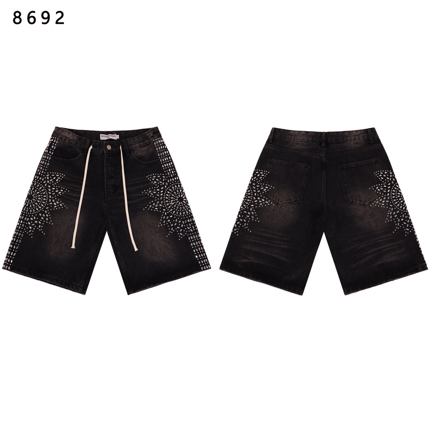 Purple Brand Rhinestone Loose Casual Denim Shorts
