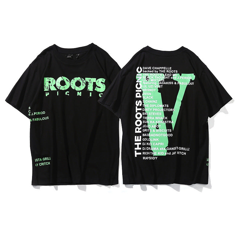 Vlone Big V Letter Graphic Print Short Sleeve Tee Streetwear Unisex
