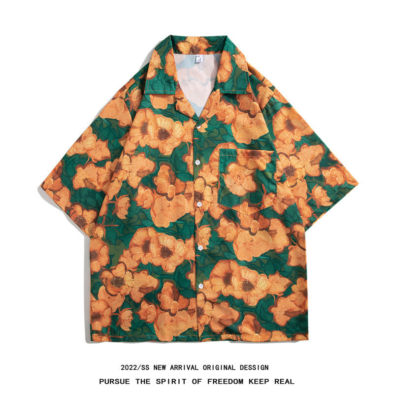 Mens Camp Collar Tropical Hawaiian Floral Short Sleeve Beach Shirt  South2101-2126