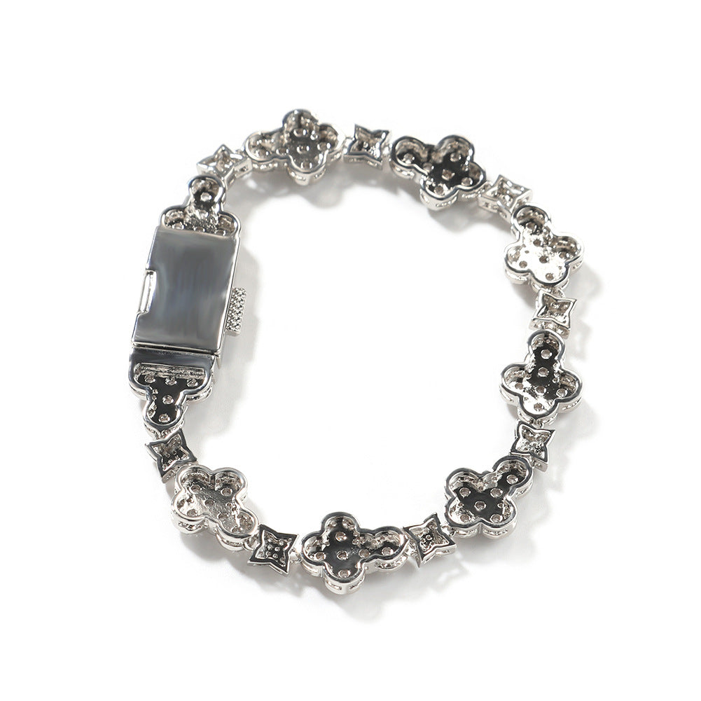 Iced Four Leaf Clover Tennis Bracelet 10mm