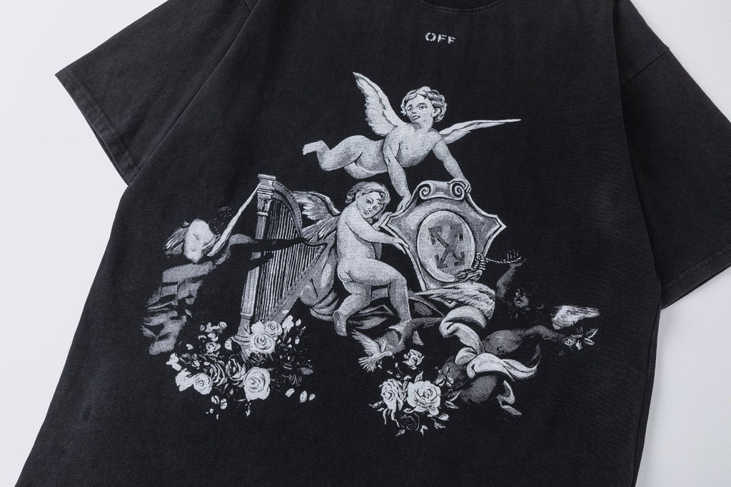 Off White Baby Angel Graphic Crew Neck Unisex T Shirt