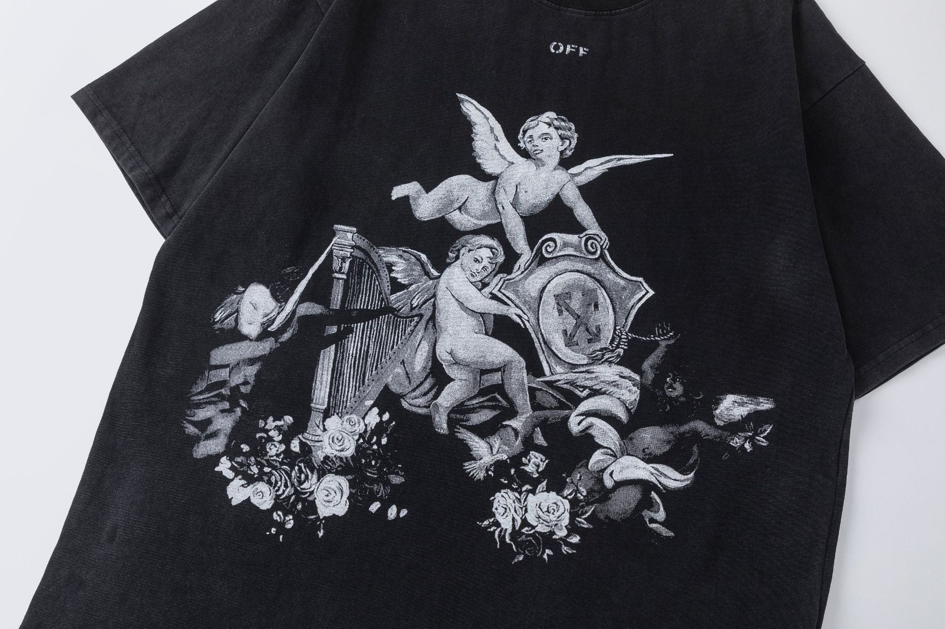 Off White Baby Angel Graphic Crew Neck Unisex T Shirt