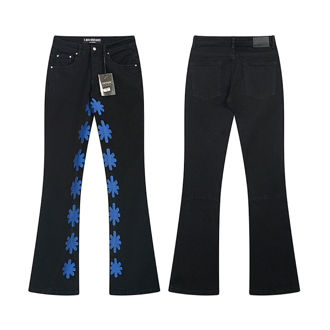 LOSTSHDWS Floral-Embroidered Flared-Hem Jeans