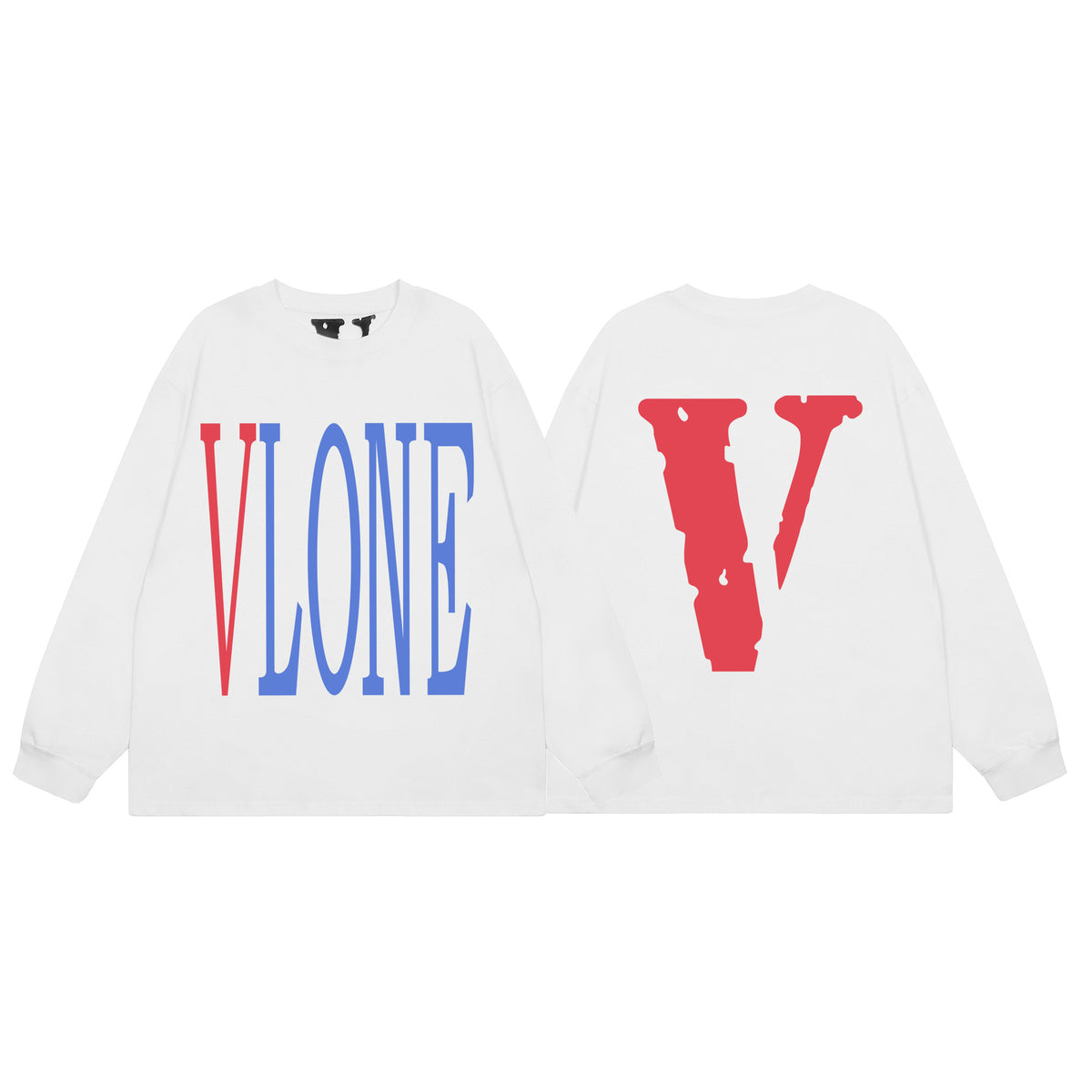 VLONE Big V Graphic Long Sleeve Tee Streetwear Cotton Oversized Shirt