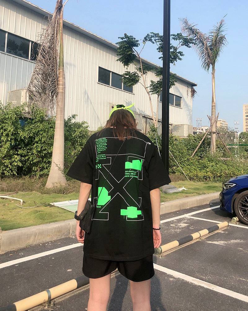 Off White Arrow Gradient Graphic Short Sleeve Tee Streetwear Unisex