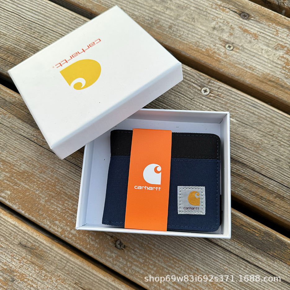 Carhartt Patch Logo Bifold Wallet Canvas Corduroy Paisley Card Holder