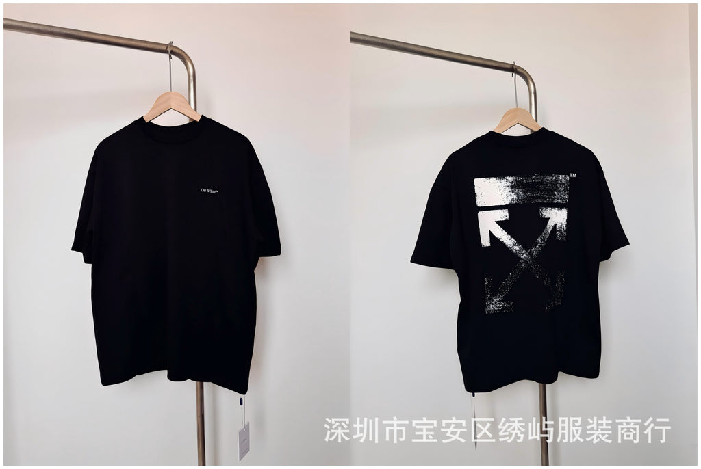 Off White Arrow Print Crew Neck Short Sleeve T Shirt Unisex
