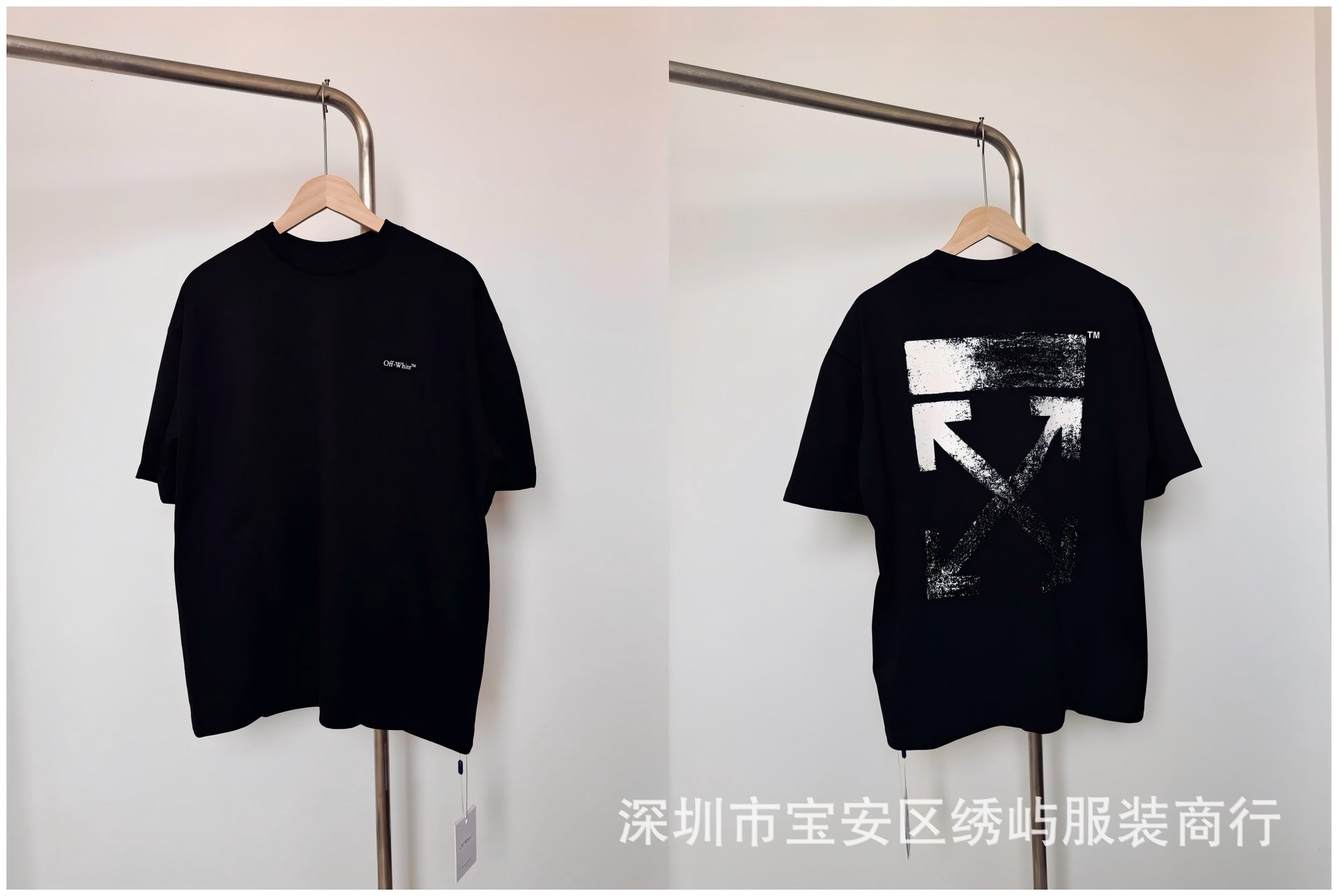 Off White Arrow Print Crew Neck Short Sleeve T Shirt Unisex