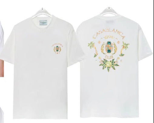 Casablanca Tennis Graphic T-Shirt Loose Oversized Short Sleeve Tee