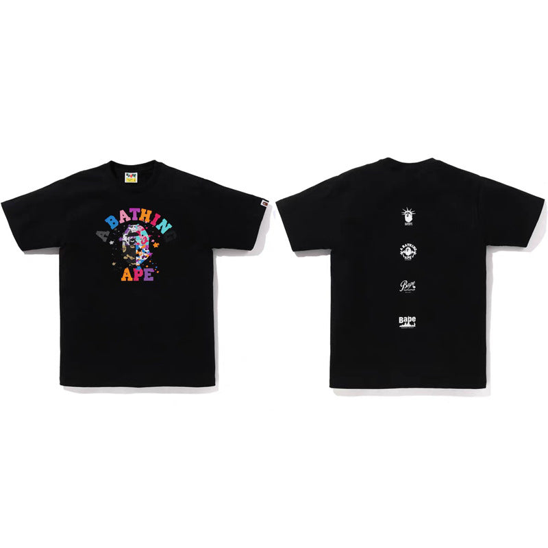 Bape Multi‑Graphic Ape Head Oversized Tee Streetwear Unisex
