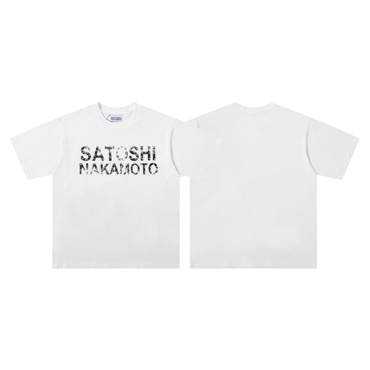 Satoshi Nakamoto Letter Graphic Washed Crew Neck Short Sleeve T-Shirt
