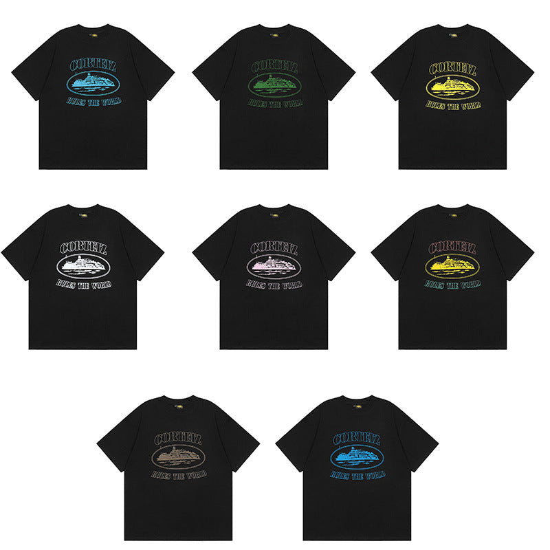 Corteiz Alcatraz Logo Letter Crew Neck Short Sleeve T‑Shirt Unisex