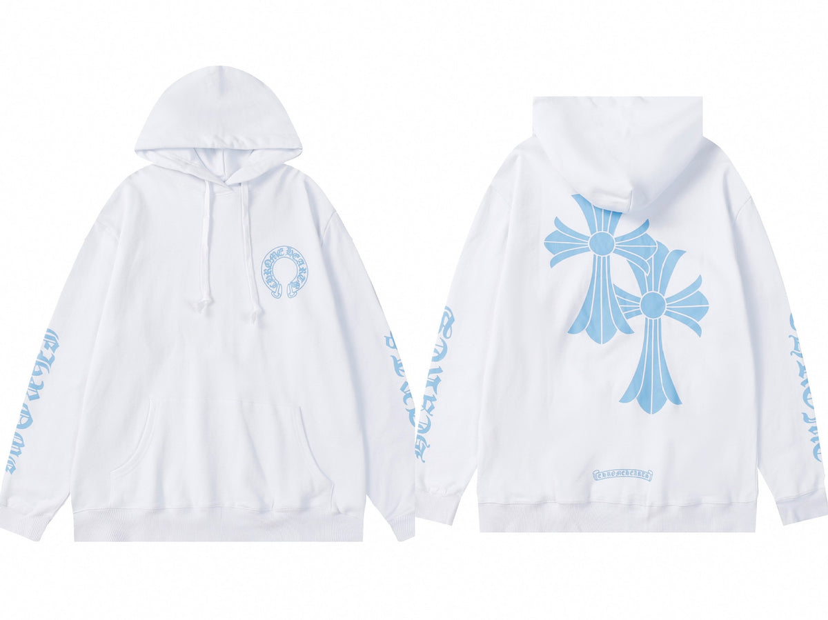 Chrome Hearts Horseshoe Cross Hoodie Goth Streetwear Graphic Pullover