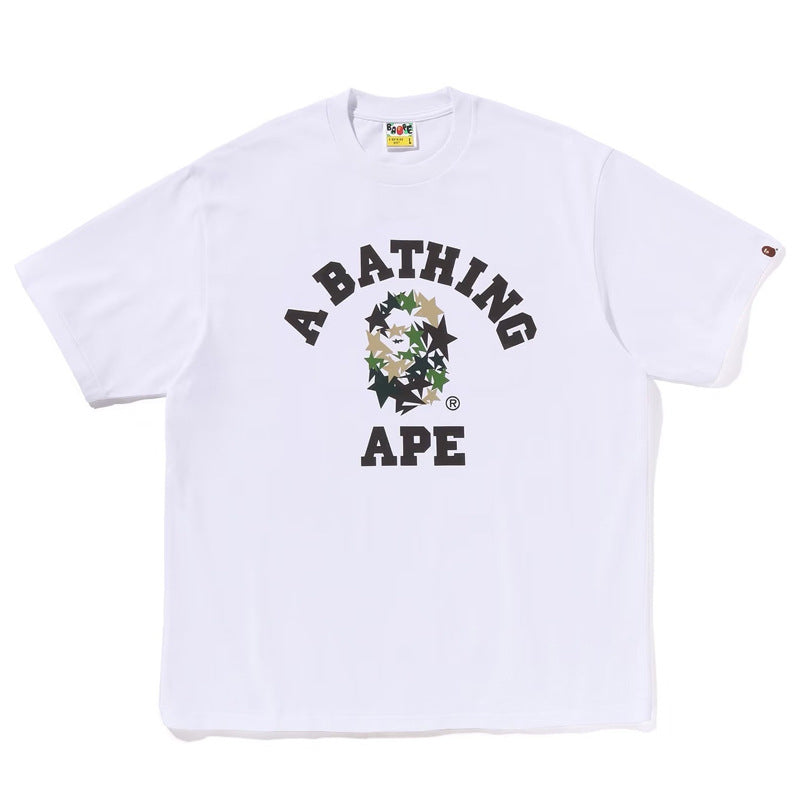 BAPE Ape Head Camo Shark Print Crew Neck Short Sleeve T‑Shirt Unisex