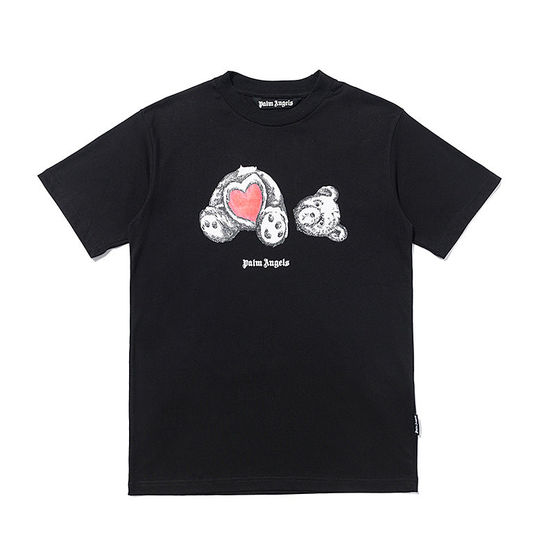 Palm Angels Teddy Bear Graphic Tee Loose Unisex Streetwear T-Shirt