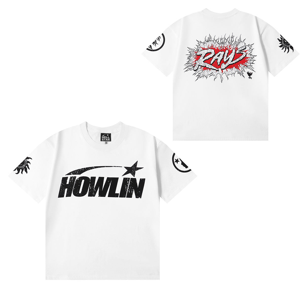 Hellstar Series Vintage Graphic Print Loose Unisex Streetwear T-Shirt