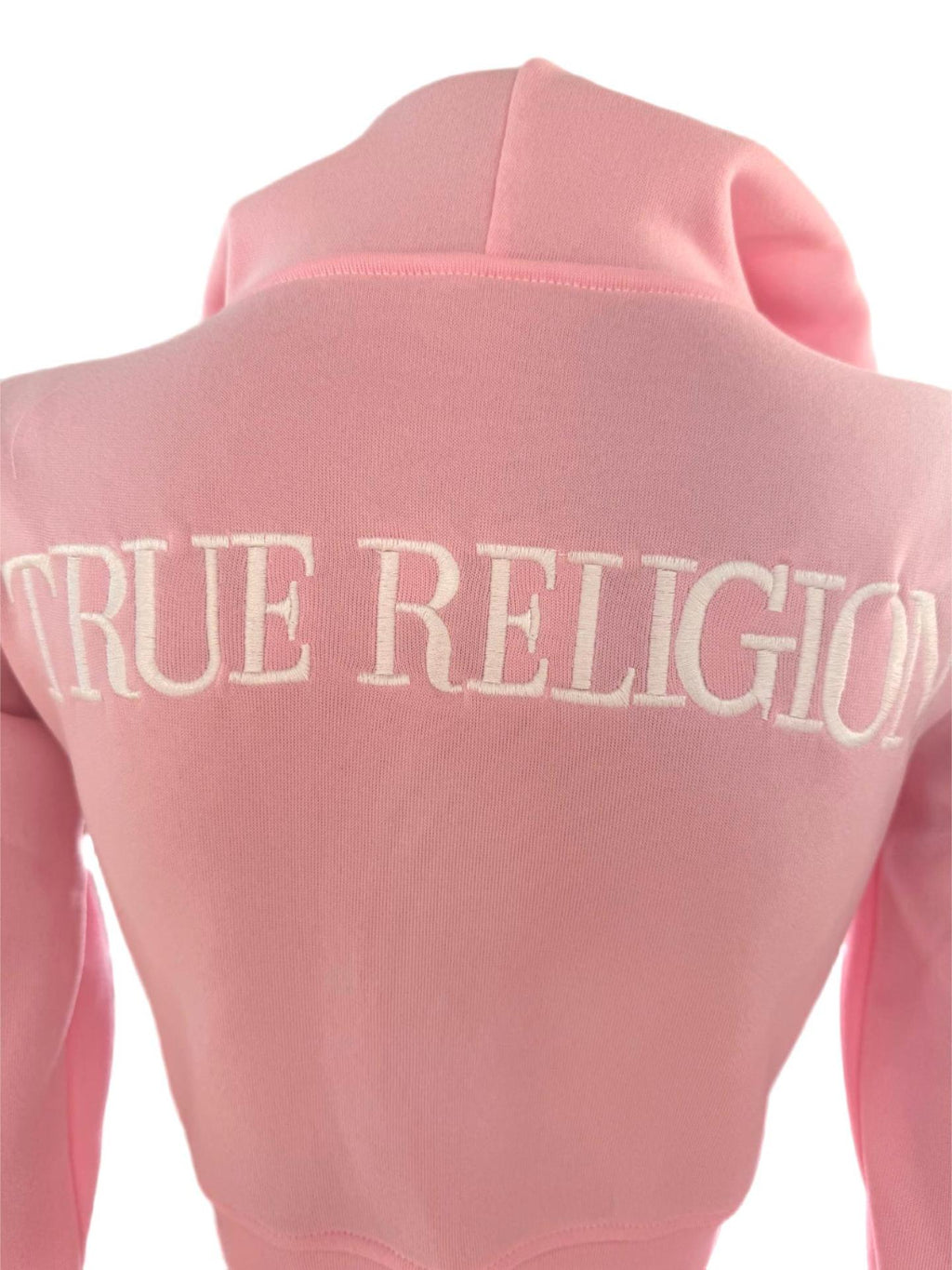 Y2K True Religion Contrast Stitch Embroidery Crop Hoodie 2 Piece Set