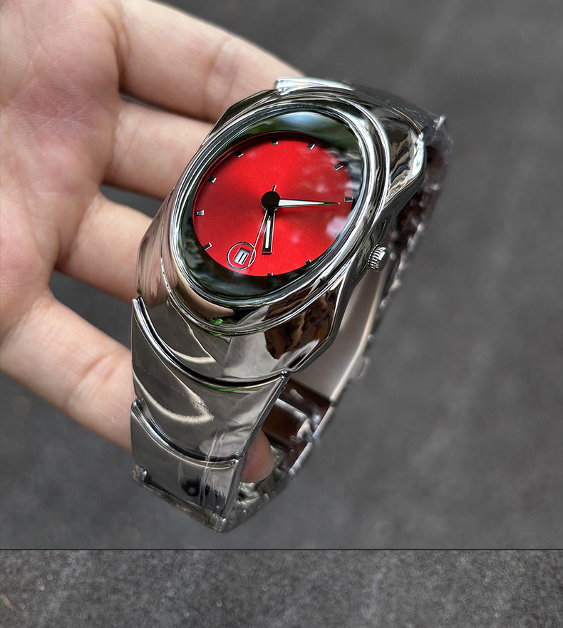 Y2K Irregular Oval Quartz Wrist Watch