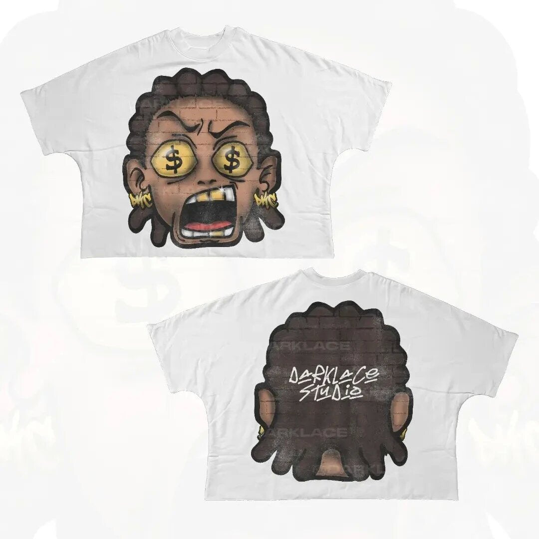 Y2K Punk Cartoon Hip Hop Grafik Unisex Oversized Streetwear Baumwoll-T-Shirt