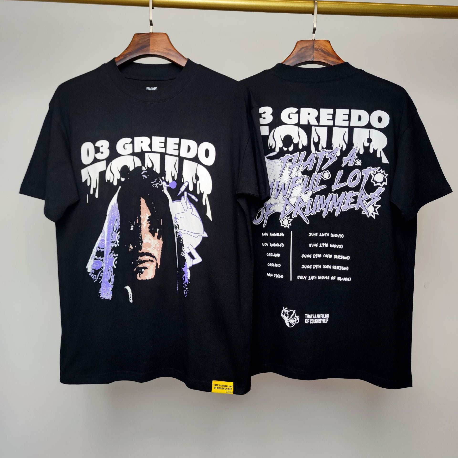 ALOCS Cough Syrup Letter Graphic Short Sleeve Tee Streetwear Unisex