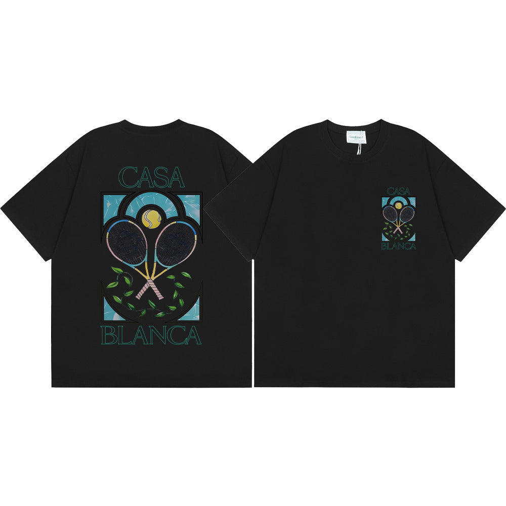 Casablanca Multi‑Print Tennis Floral Graphic Oversized Tee Streetwear