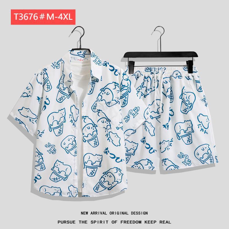 Couple Hawaiian Floral Set Loose 5 Inch Shorts T3664-T3699