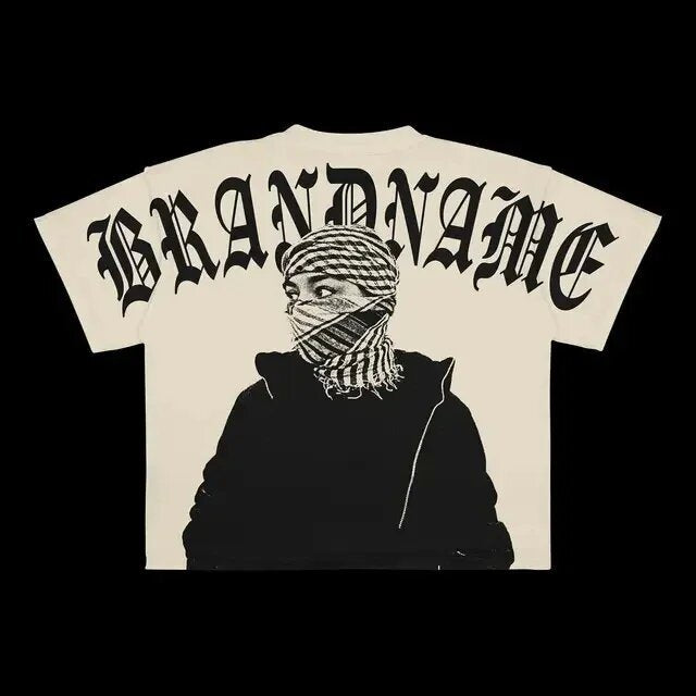 Y2K Punk Gothic Skimaske Grafik Unisex Oversized Streetwear T-Shirt