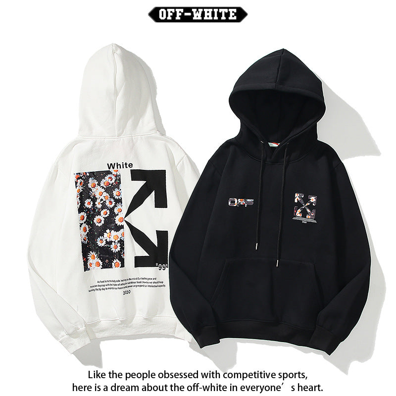 Off White Arrow Graphic Print Hoodie Streetwear Unisex