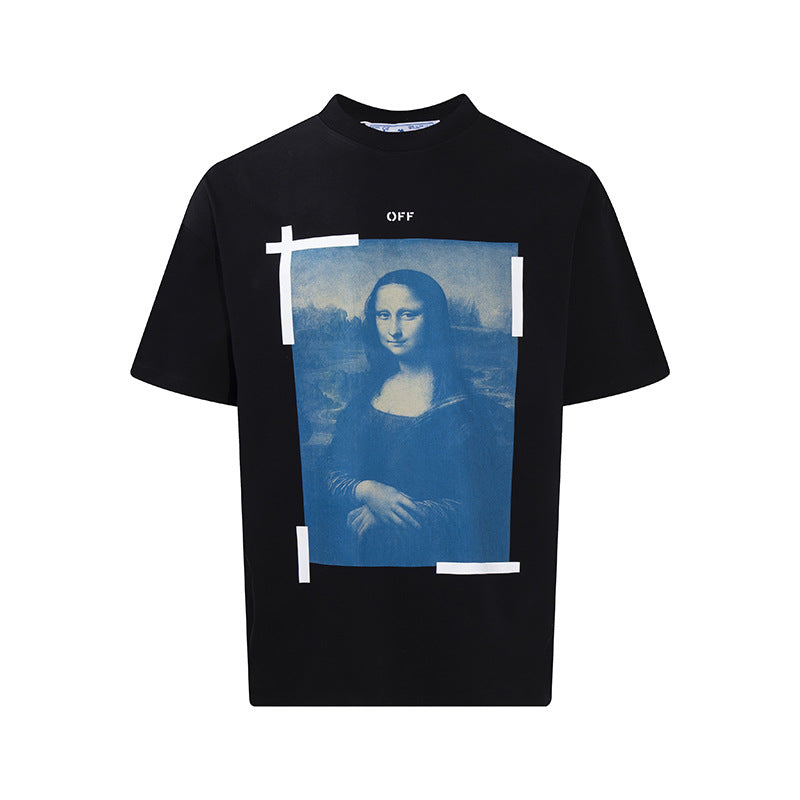 Tape Arrow Graphic Print Streetwear Crew Neck Short Sleeve T Shirt