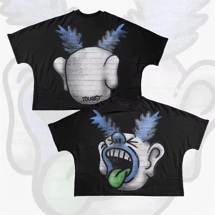 Y2K Hip-Hop-Cartoon-Charakter-Grafik Unisex Oversized Streetwear Baumwoll-T-Shirt