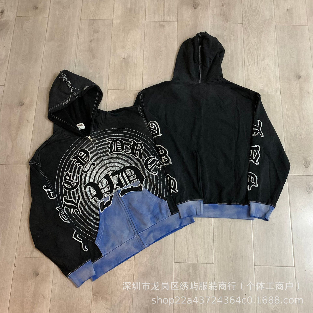 Valley Dreams Graphic Zip Up Hoodie Rhinestone Vintage Street Jacket