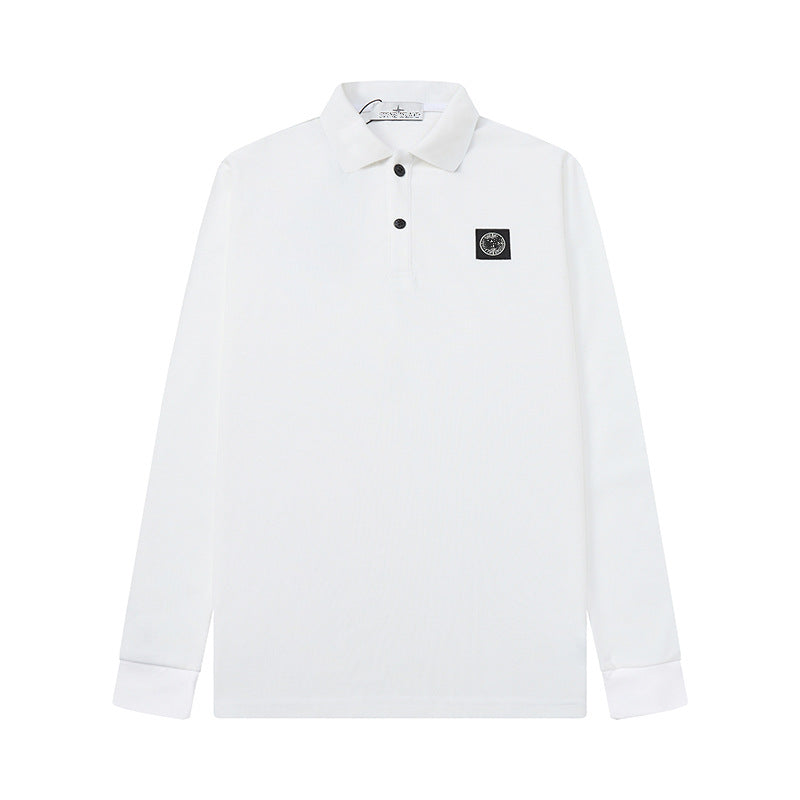 Stone Island Compass Patch Long Sleeve Polo Shirt Unisex Streetwear