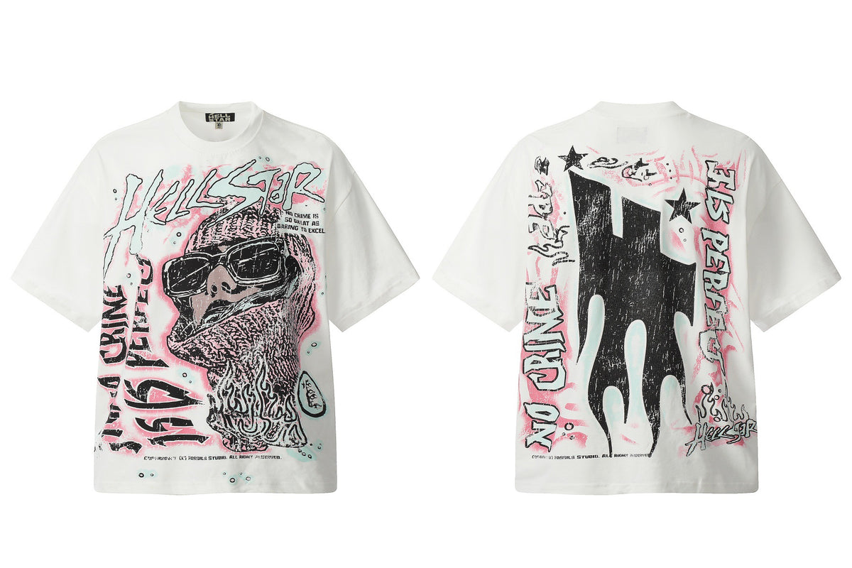 Hellstar Multi‑Graphic Vintage Washed Oversized Tee Streetwear