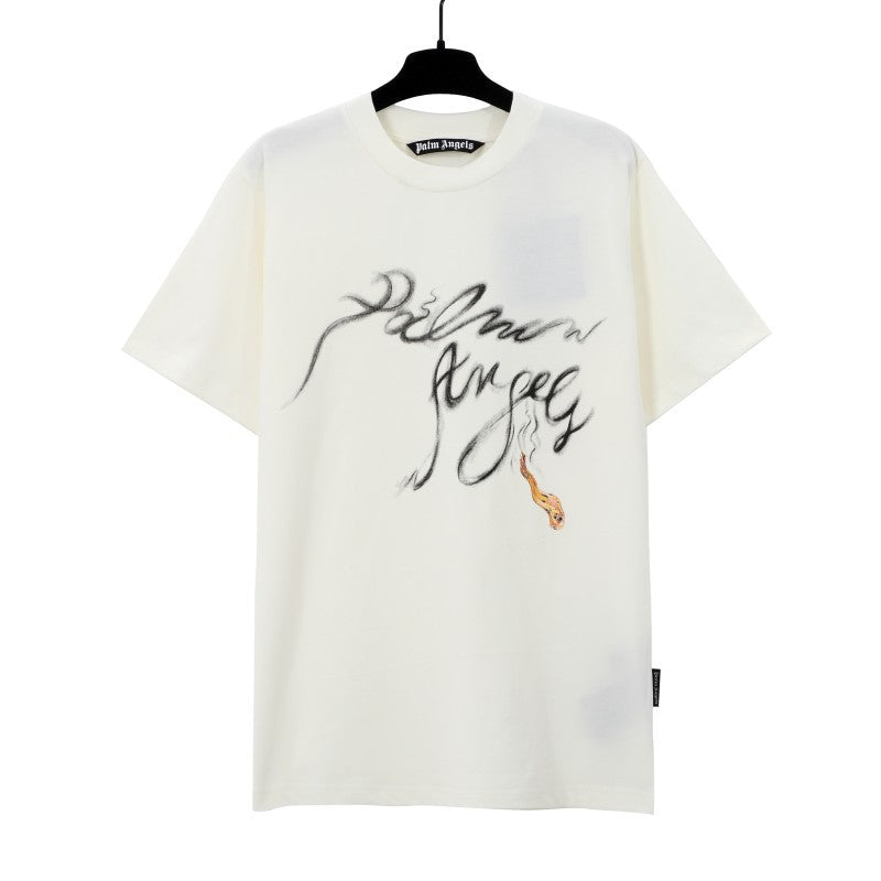 Palm Angels Graffiti Flame Palm Tree Graphic Oversized Tee Streetwear