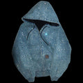 Rhinestone Denim Hooded Jacket Full Crystal Zip Up Unisex