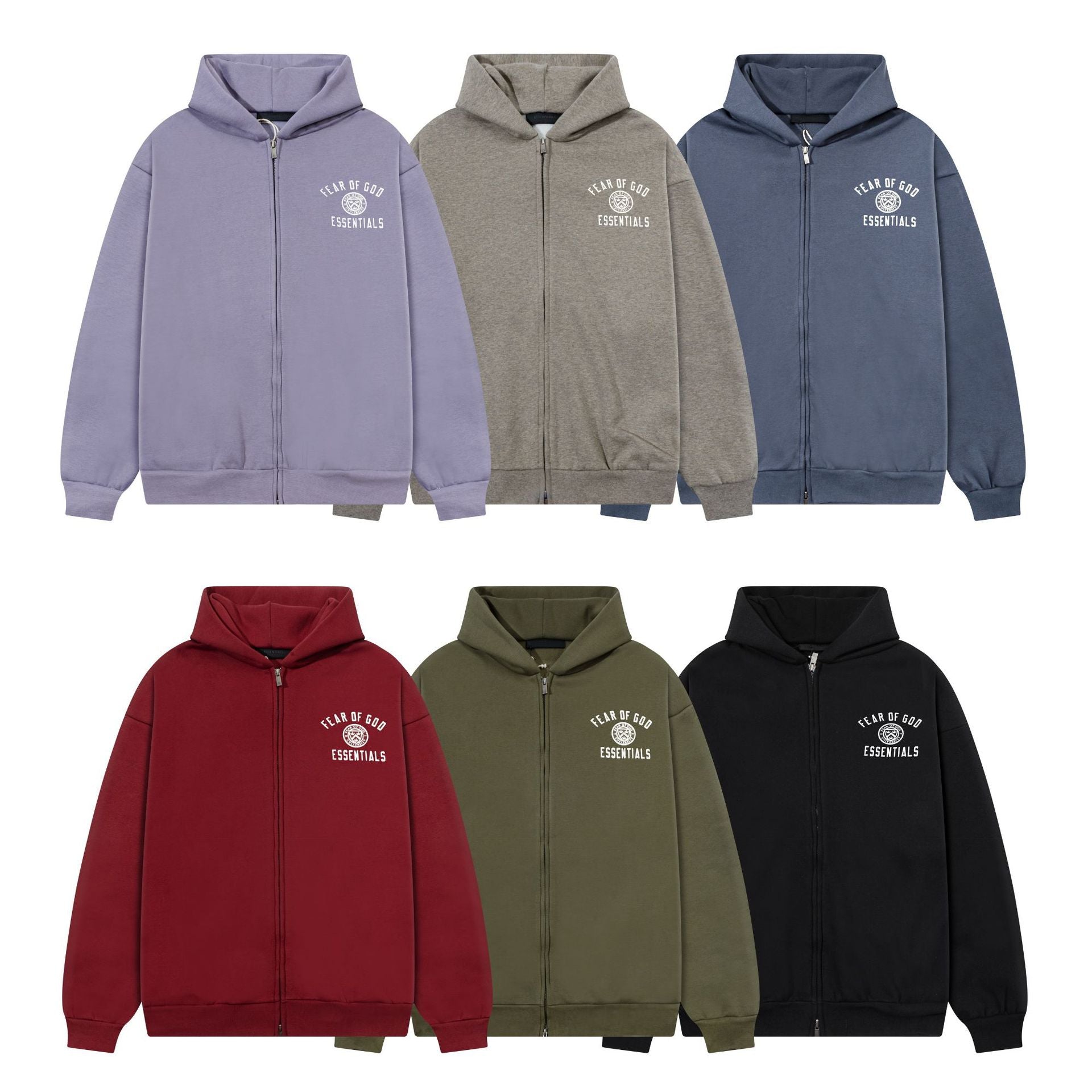 FOG Essentials Emblem Letter Zip Up Hoodie Unisex