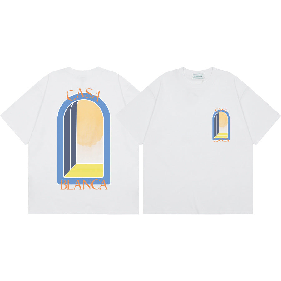 2026 New Casablanca Logo Print Loose Fit Unisex Short Sleeve T-Shirt