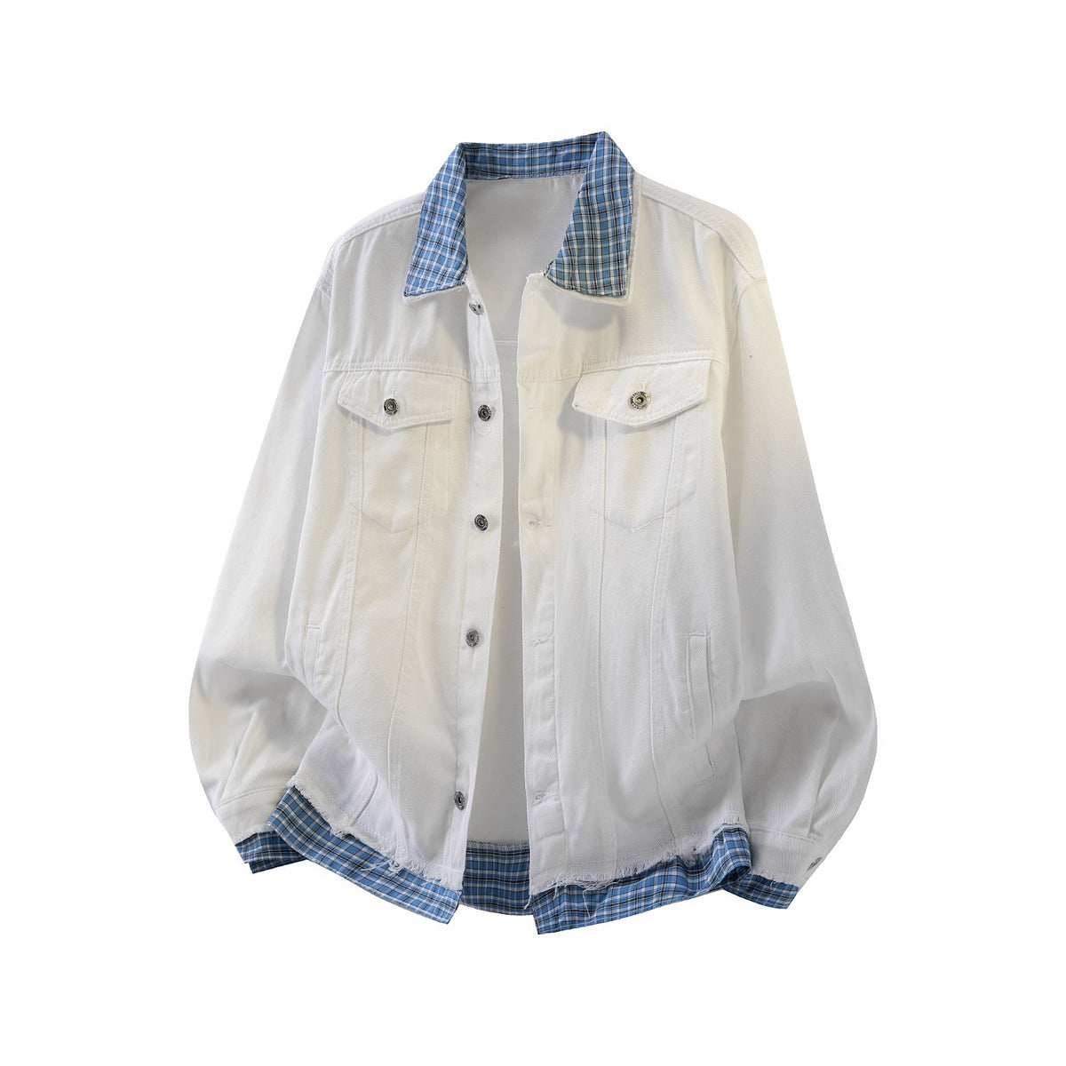 Y2K Vintage Washed Spliced Denim Zip‑Up Jacket Streetwear Unisex