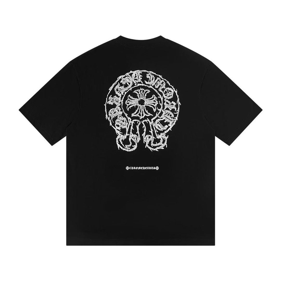 Chrome Hearts Color Sanskrit Cross Print Short Tee Unisex Y2K