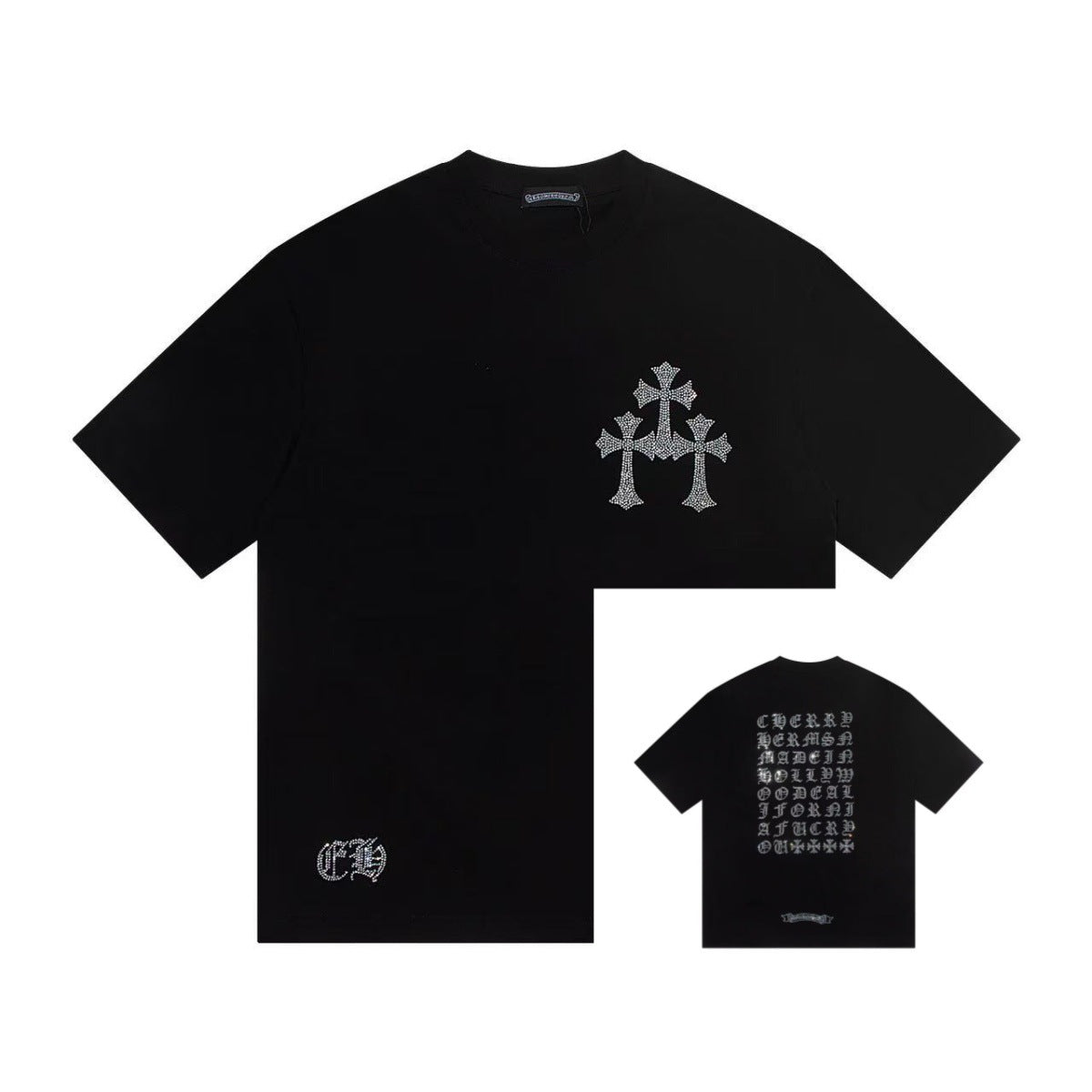 Chrome Hearts Color Sanskrit Cross Horseshoe Print Short Tee Unisex